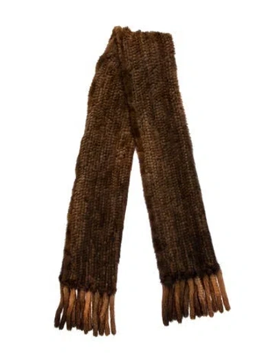 Pre-owned Fur Mink Animal Print Stole In Brown