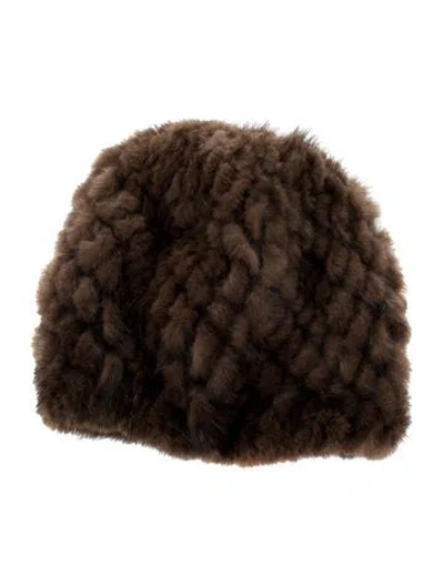 Pre-owned Fur Mink Beanie In Brown