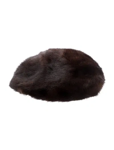 Pre-owned Fur Mink Beret In Brown