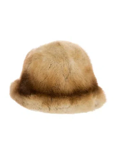 Pre-owned Fur Mink Bucket Hat In Neutral