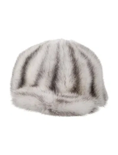 Pre-owned Fur Mink Cap In White