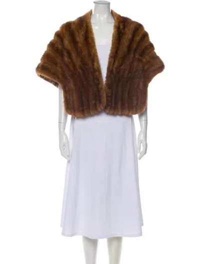 Pre-owned Fur Mink Cape In Brown