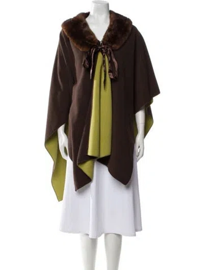Pre-owned Fur Mink Colorblock Pattern Cape In Brown