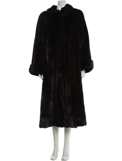 Pre-owned Fur Mink Faux  Coat In Black