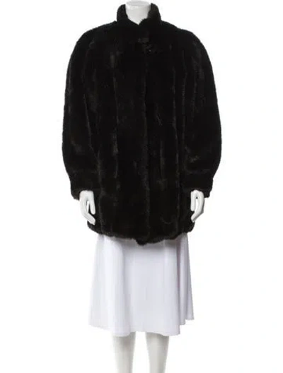 Pre-owned Fur Mink Faux  Coat In Black
