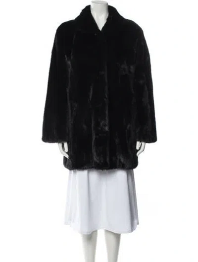 Pre-owned Fur Mink Faux  Coat In Black