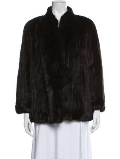 Pre-owned Fur Mink Faux  Coat In Black