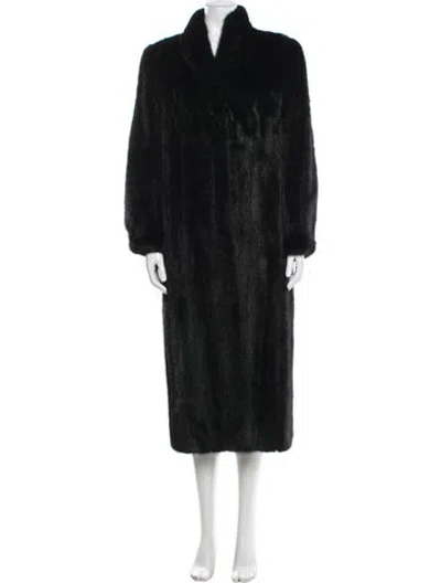 Pre-owned Fur Mink Faux  Coat In Black