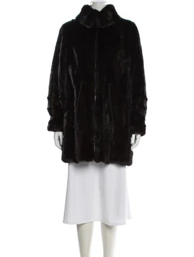 Pre-owned Fur Mink Faux  Coat In Black
