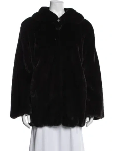 Pre-owned Fur Mink Faux  Coat In Black