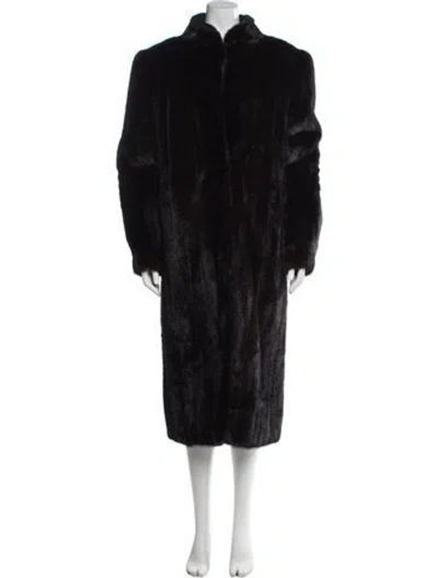 Pre-owned Fur Mink Faux  Coat In Black