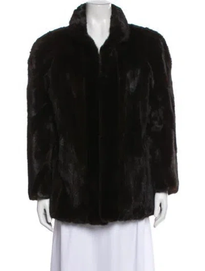 Pre-owned Fur Mink Faux  Coat In Black/brown