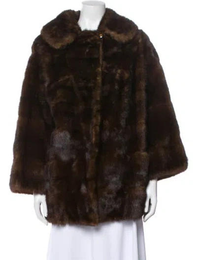 Pre-owned Fur Mink Faux  Coat In Brown