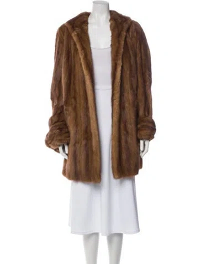 Pre-owned Fur Mink Faux  Coat In Brown