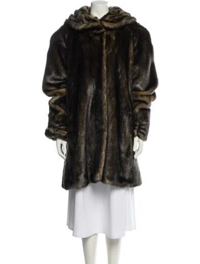 Pre-owned Fur Mink Faux  Coat In Brown