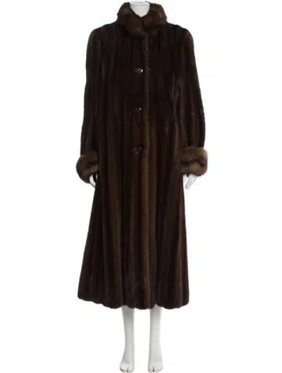 Pre-owned Fur Mink Faux  Coat In Brown