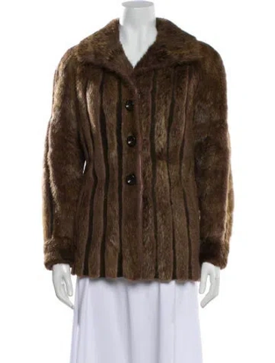Pre-owned Fur Mink Faux  Coat In Brown