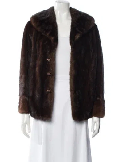 Pre-owned Fur Mink Faux  Coat In Brown