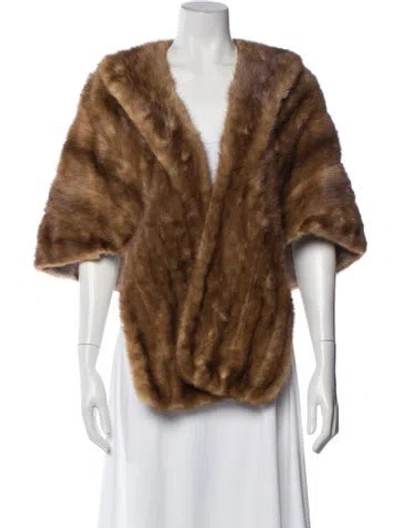 Pre-owned Fur Mink Faux  Coat In Brown