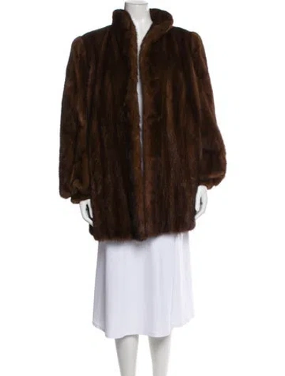 Pre-owned Fur Mink Faux  Coat In Brown