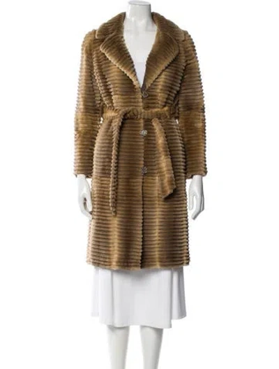 Pre-owned Fur Mink Faux  Coat In Neutral