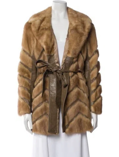 Pre-owned Fur Mink Faux  Coat In Neutral