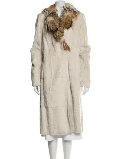 Pre-owned Fur Mink Faux  Coat In White