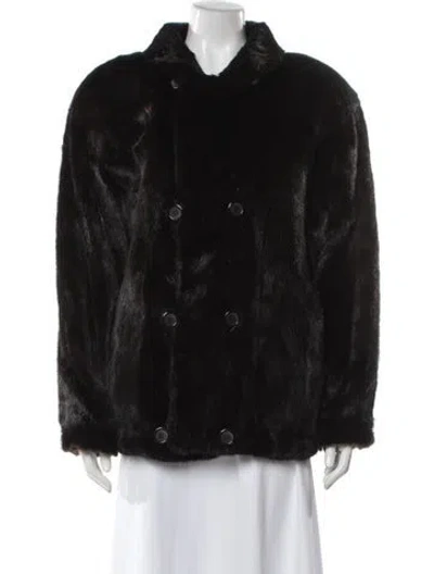 Pre-owned Fur Mink Faux  Jacket In Black