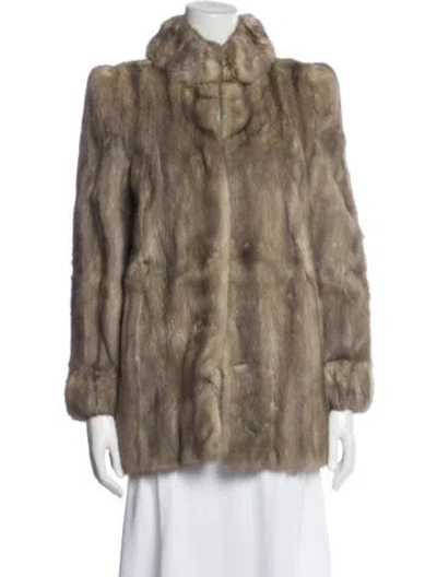 Pre-owned Fur Mink Faux  Jacket In Gray