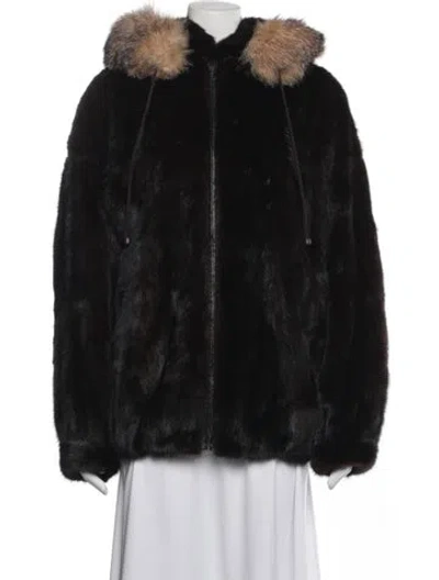 Pre-owned Fur Mink  Coat In Black