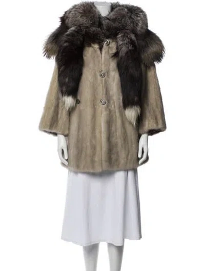 Pre-owned Fur Mink  Coat In Neutrals
