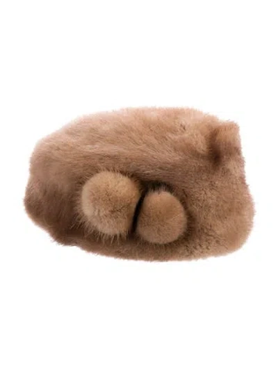 Pre-owned Fur Mink  Hat In Brown