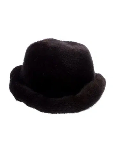 Pre-owned Fur Mink  Hat In Brown