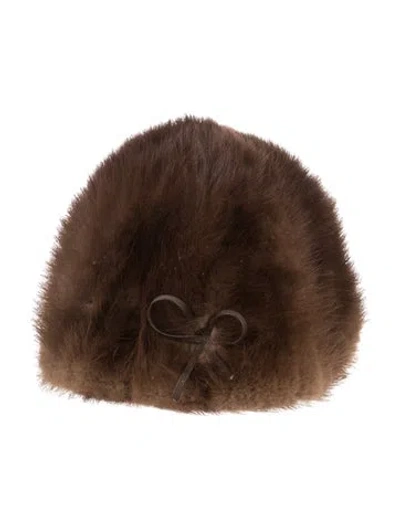 Pre-owned Fur Mink  Hat In Brown