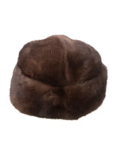 Pre-owned Fur Mink  Hat In Brown