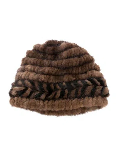 Pre-owned Fur Mink  Hat In Brown