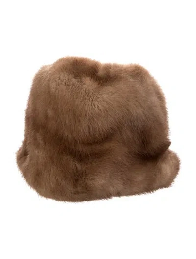 Pre-owned Fur Mink  Hat In Brown