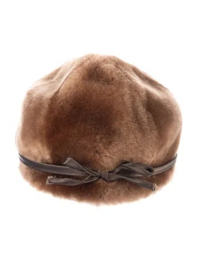 Pre-owned Fur Mink  Hat In Brown