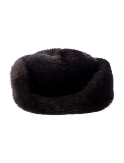 Pre-owned Fur Mink  Hat In Brown