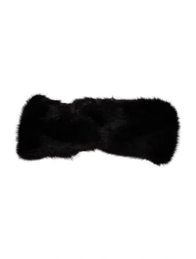 Pre-owned Fur Mink  Headband In Black