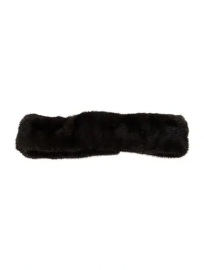 Pre-owned Fur Mink  Headband In Black