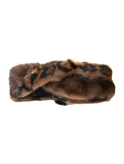 Pre-owned Fur Mink  Headband In Brown