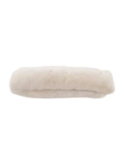Pre-owned Fur Mink  Headband In White