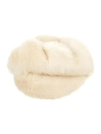 Pre-owned Fur Mink  Pillbox Hat In Neutral