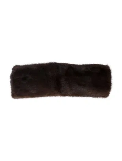 Pre-owned Fur Mink  Velcro Closure Headband In Brown