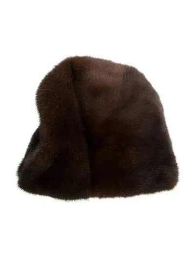 Pre-owned Fur Mink  Winter Hat In Brown