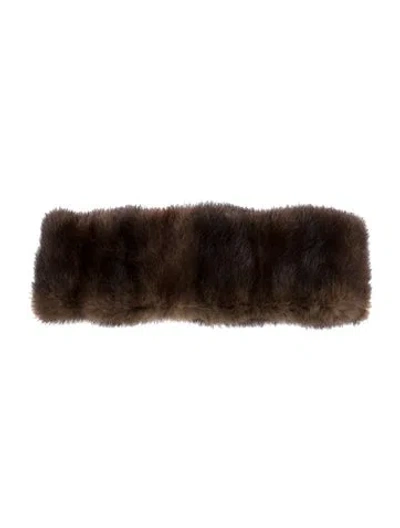 Pre-owned Fur Mink  Winter Headband In Brown