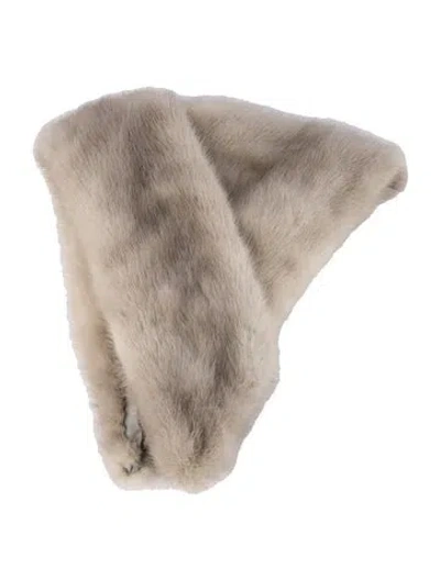 Pre-owned Fur Mink  Winter Hood In Gray
