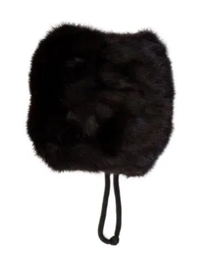 Pre-owned Fur Mink Hand Warmer In Black