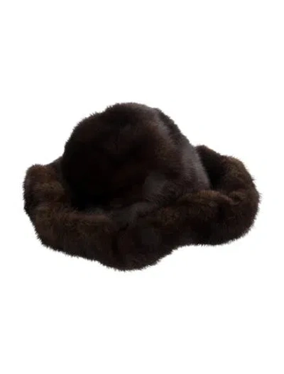 Pre-owned Fur Mink Hat In Brown